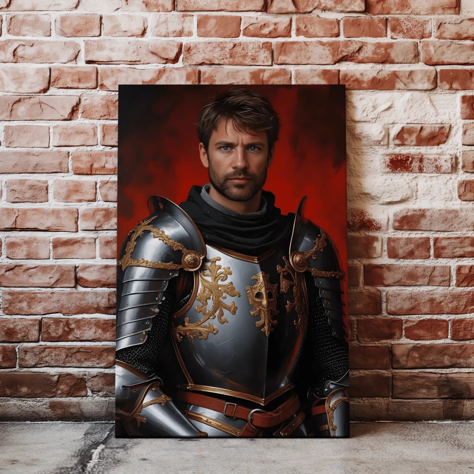 Portret na płótnie Mrocznego Rycerza w stylu średniowiecznym