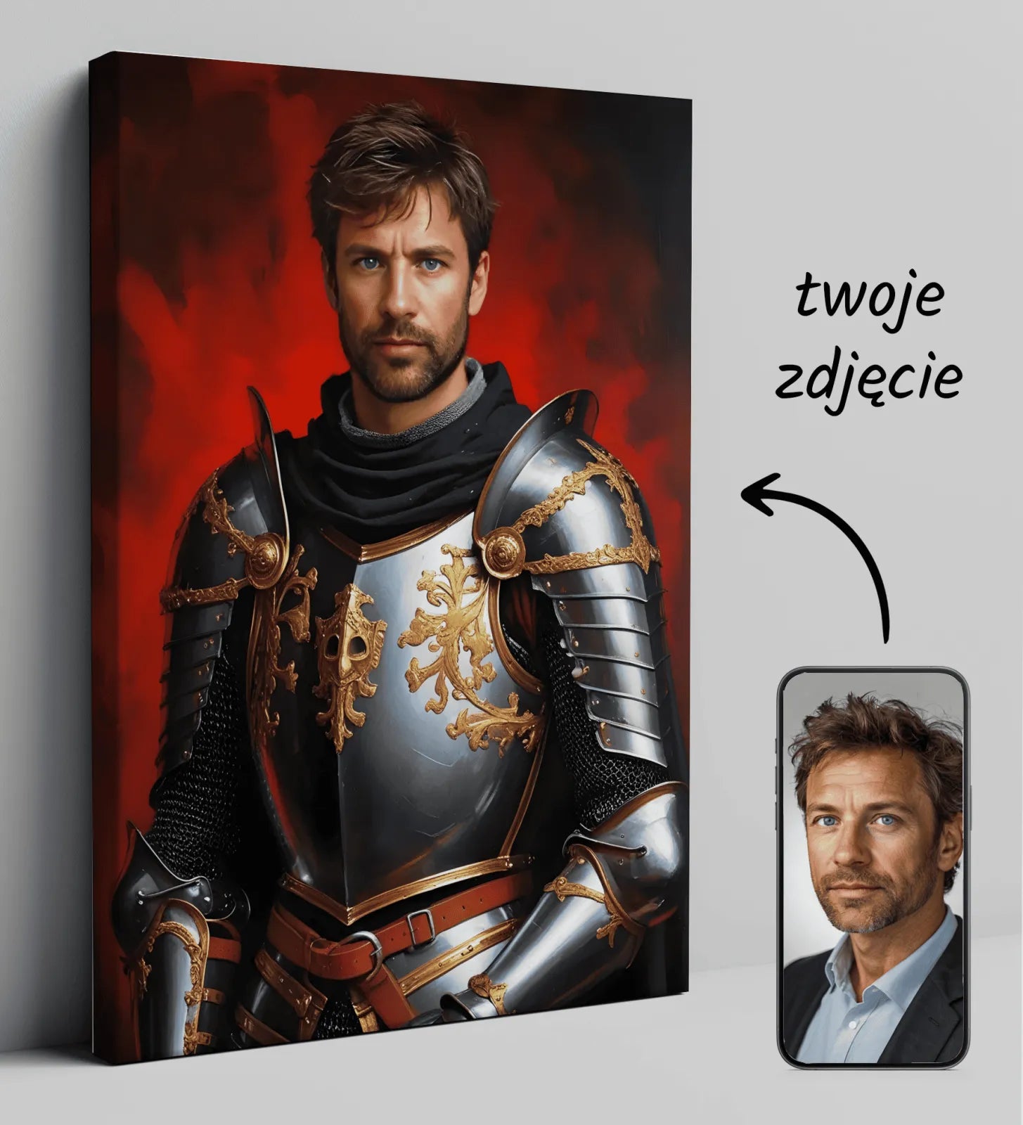 Portret rycerza na płótnie Mroczny Rycerz w unikalnym stylu