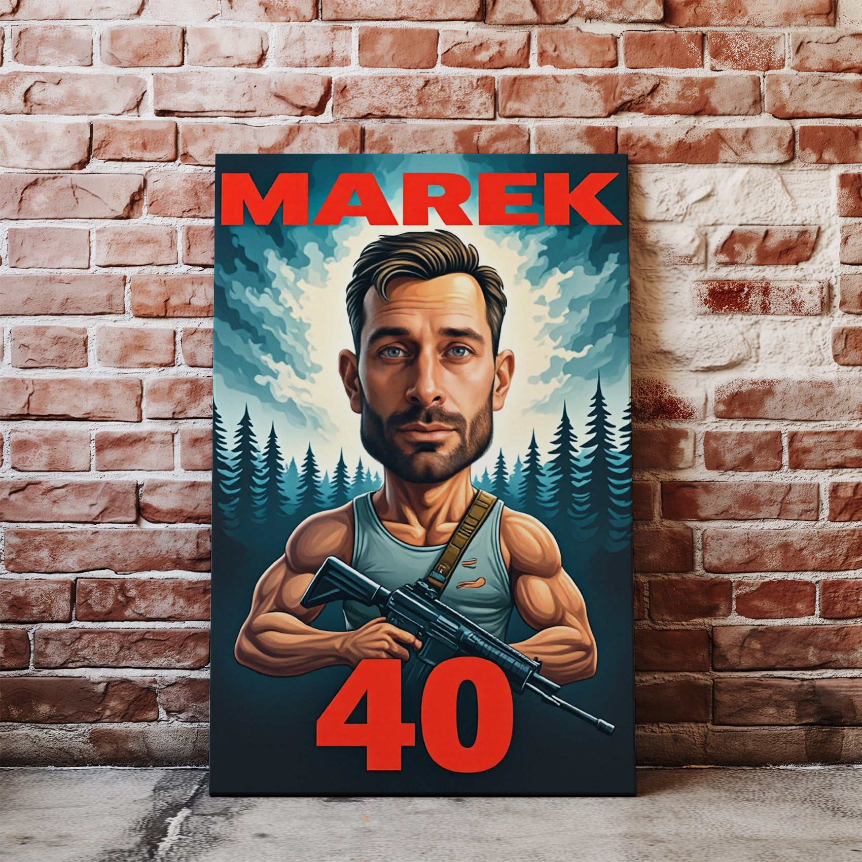 Portret karykatura Rambo ze zdjęcia