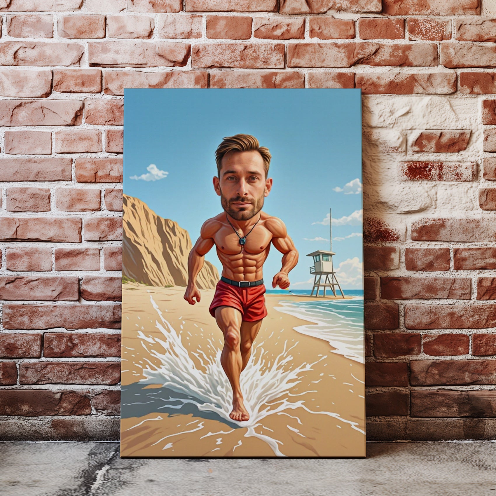 Karykatura ze zdjęcia – plażowy bohater