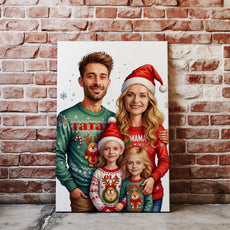 Świąteczny portret rodzinny – personalizowany obraz z imionami