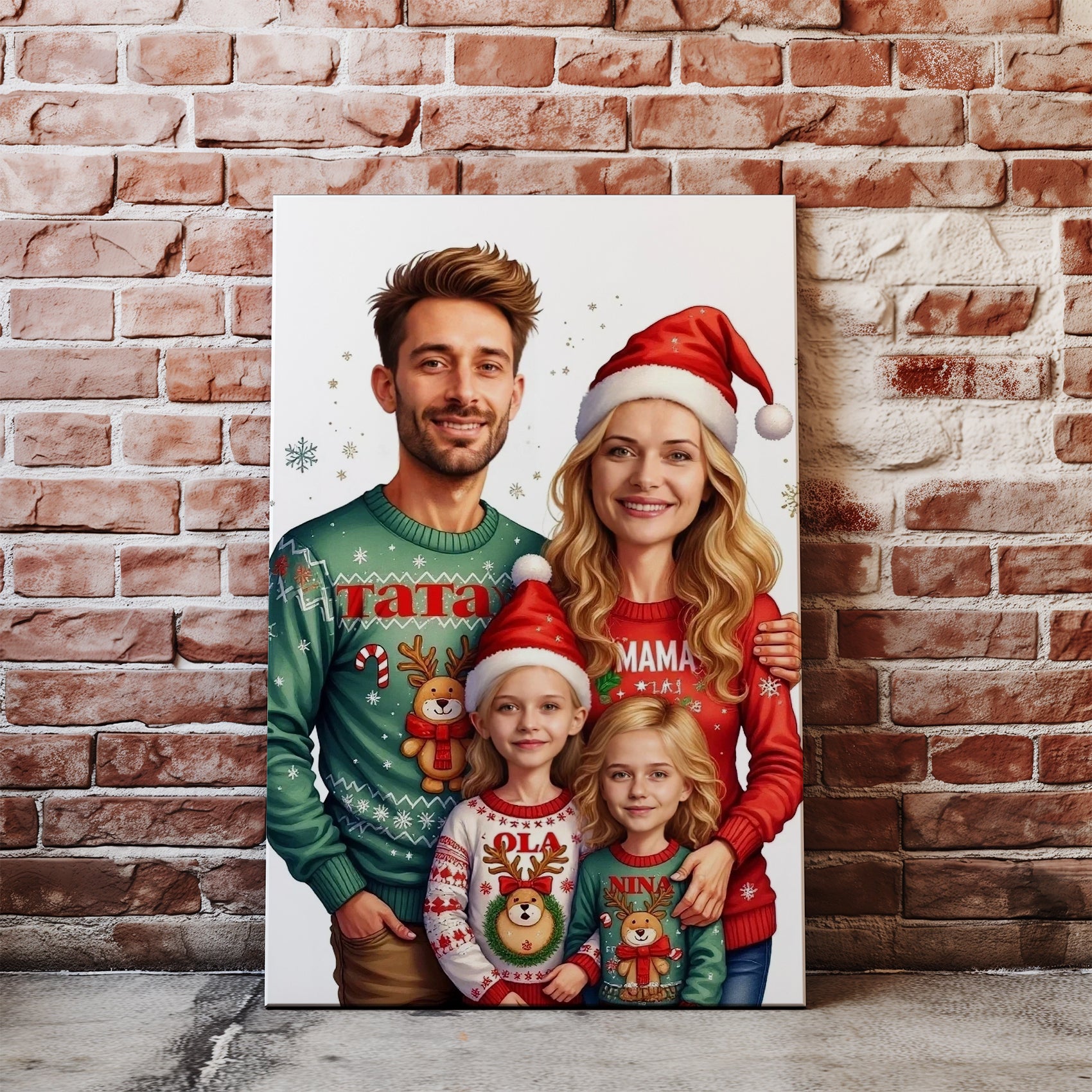 Świąteczny portret rodzinny – personalizowany obraz z imionami