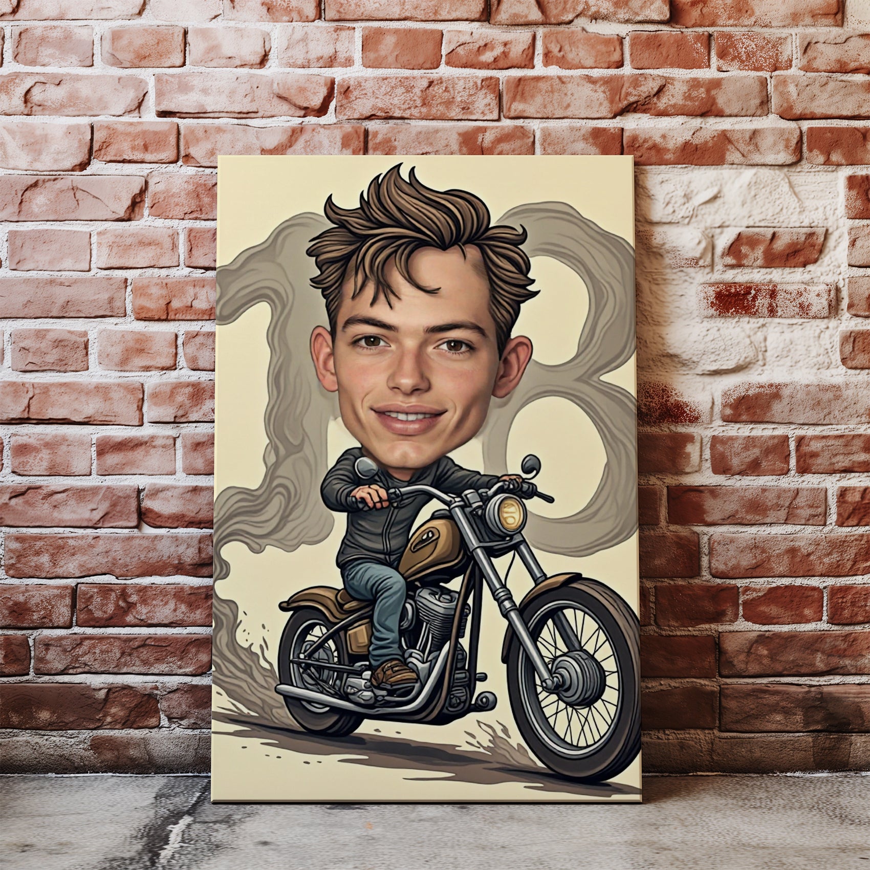 Wyjątkowy prezent na 18 urodziny – karykatura motocyklisty