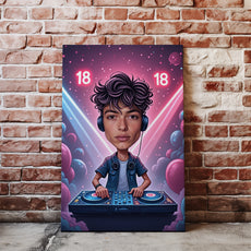 Pomysły na 18 urodziny – karykatura DJ-a z konsolą