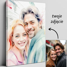 Akwarelowy portret pary na płótnie w produkcie Obraz ze zdjęcia w stylu akwareli
