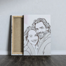 Para na obrazie canvas w stylu grawerowanej kreski jako unikalny prezent