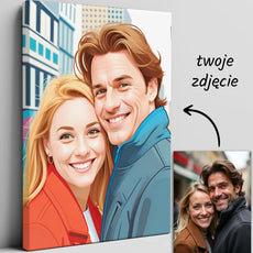 Personalizowany portret pary na płótnie w stylu ilustracji cyfrowej