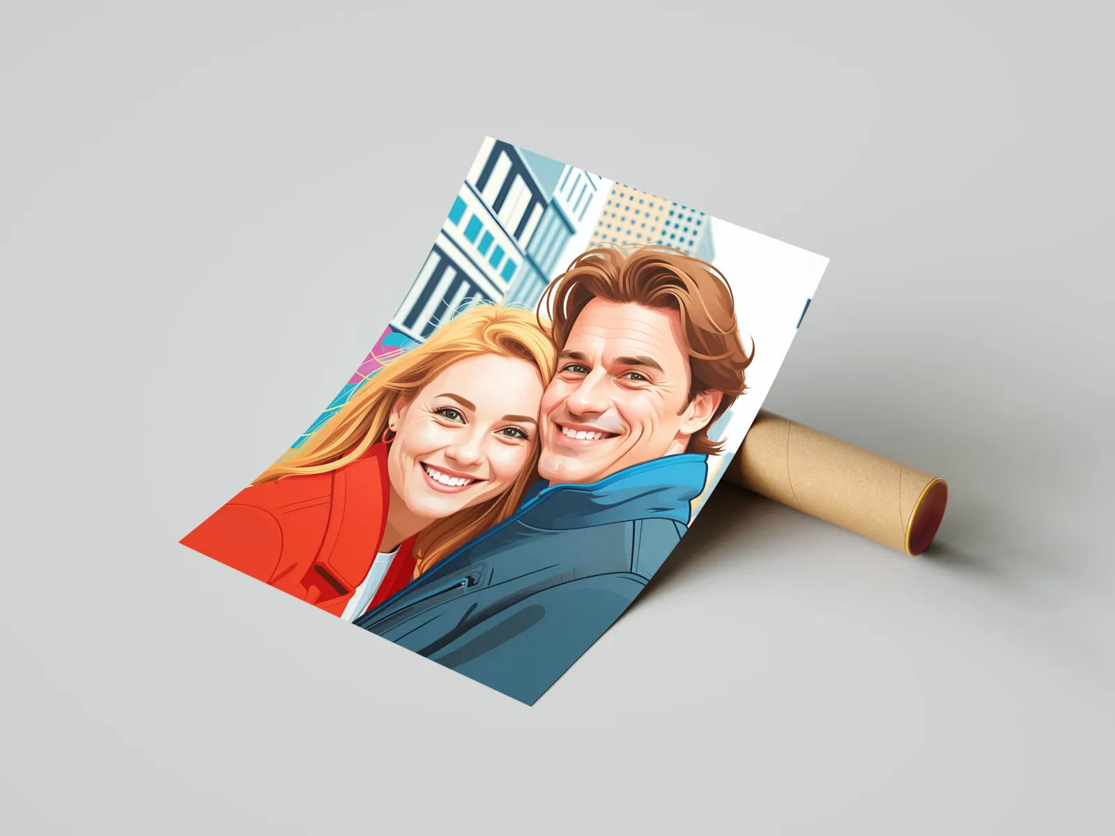 Obraz ze zdjęcia w stylu ilustracji cyfrowej, portret kreskówkowej pary