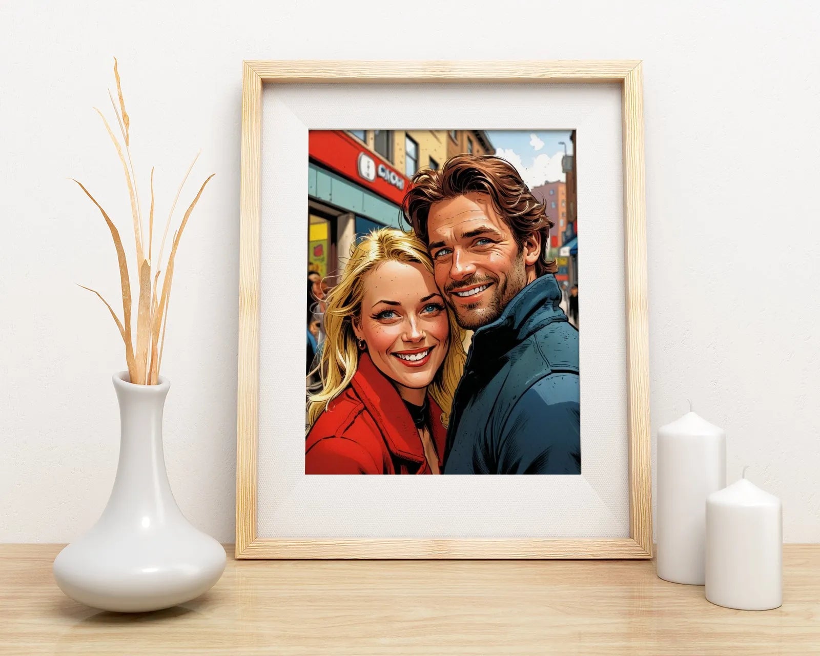 Framed couple portrait from Obraz ze zdjęcia w stylu komiksowym 2D