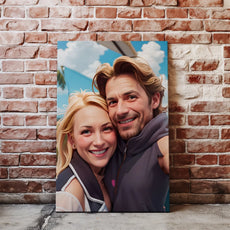 Portret pary na płótnie w stylu letniego realizmu 3D jako wyjątkowa dekoracja