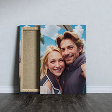 Canvas print of a smiling couple in Summer Realism 3D style