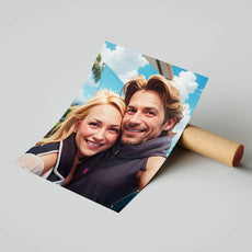 Para selfie wydruk w stylu letniego realizmu 3D na Obrazie ze zdjęcia
