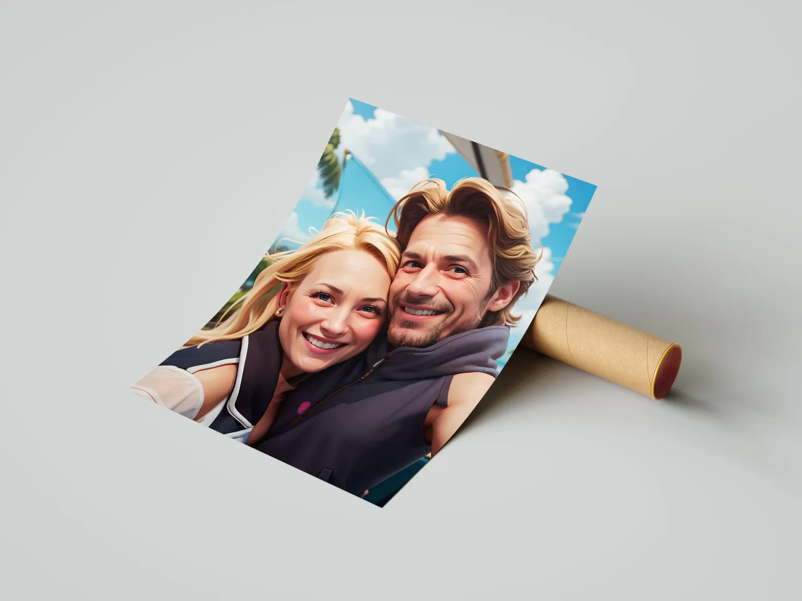 Para selfie wydruk w stylu letniego realizmu 3D na Obrazie ze zdjęcia
