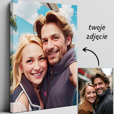 Personalizowany portret pary na płótnie w stylu letniego realizmu 3D