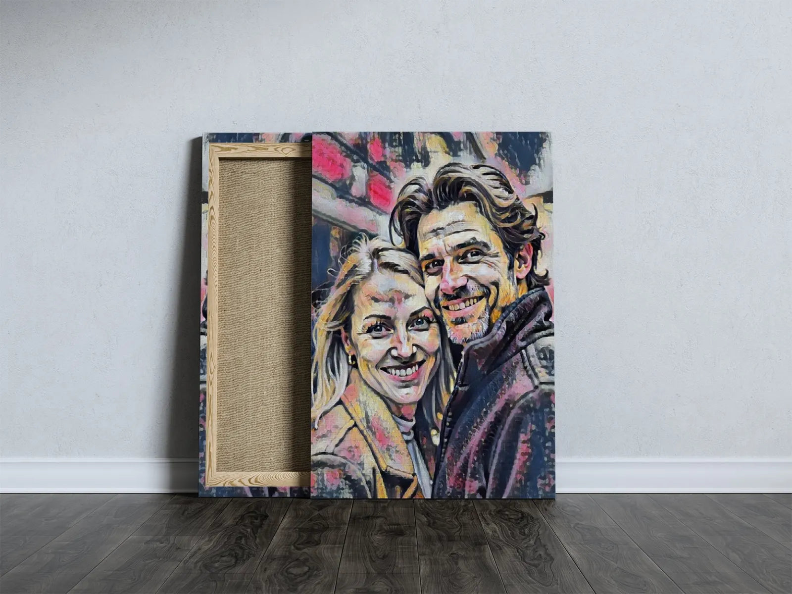 Canvas print of a smiling couple in Obraz ze zdjęcia w stylu malarstwa olejnego