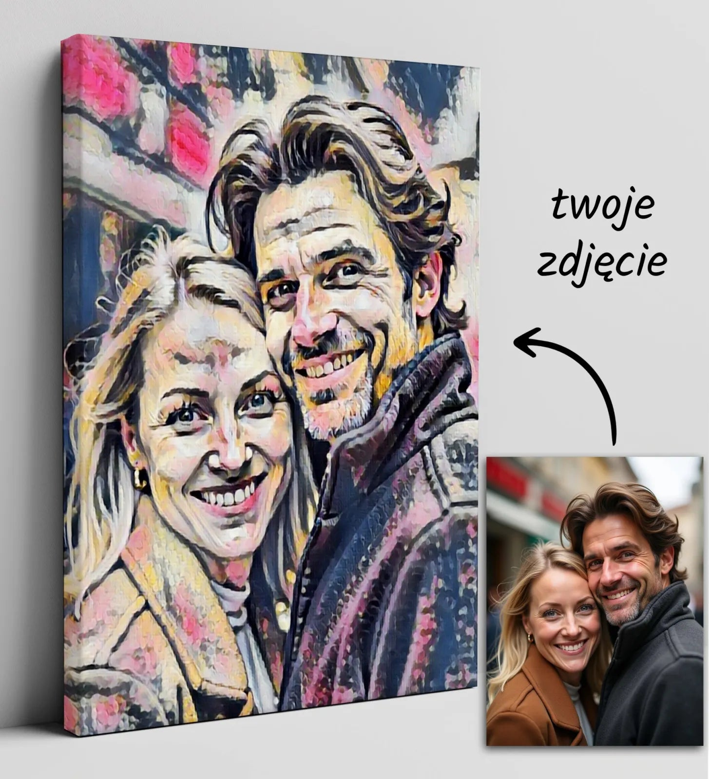 Personalizowany portret pary na płótnie w stylu olejnym Obraz ze zdjęcia