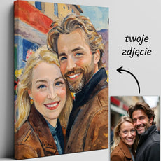 Personalizowany portret pary na płótnie w stylu malarstwa plenerowego