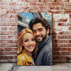 Pixelowany portret pary w stylu mozaiki na obraz ze zdjęcia