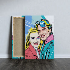 Pop art canvas print przedstawiający parę w stylu pop-art