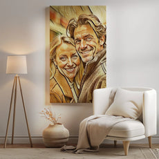 Para na obrazie malowanym ołówkiem w stylu sepii jako canvas