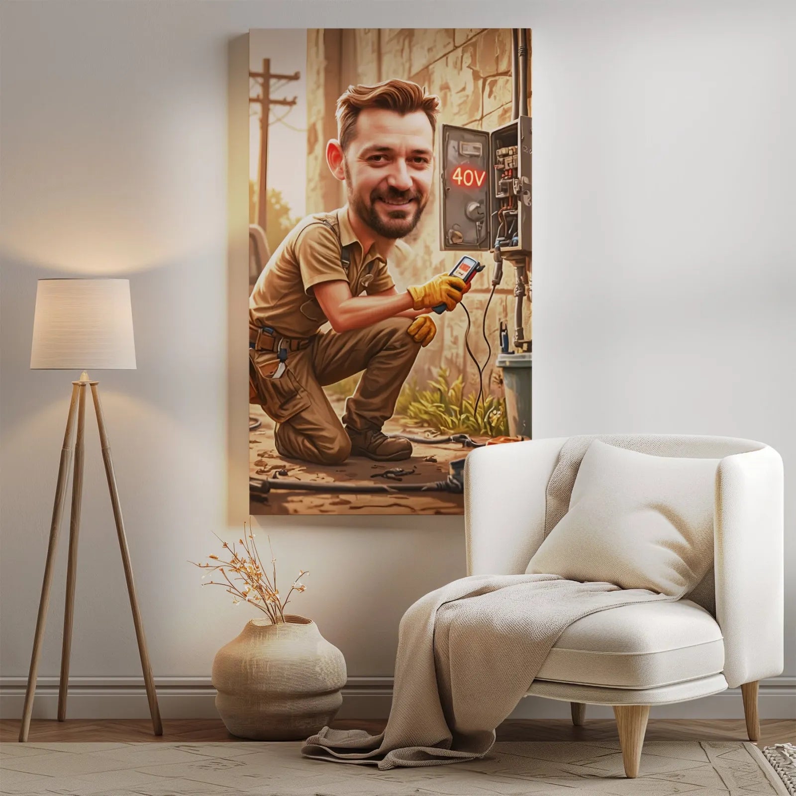 Personalizowana grafika dla elektryka z motywem cyfry urodzin na płótnie