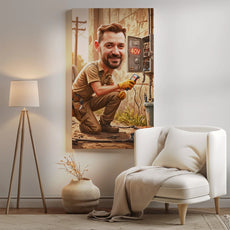 Personalizowana grafika dla elektryka z motywem cyfry urodzin na płótnie