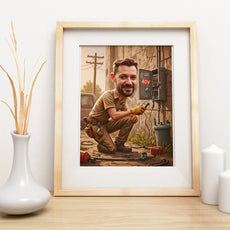 Ramka z personalizowaną grafiką dla elektryka z motywem cyfrowych urodzin