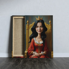 Personalizowana Karykatura Królowej na Tronie ze Zdjęcia - Canvas print of a queen