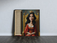Personalizowana Karykatura Królowej na Tronie ze Zdjęcia - Canvas print of a queen