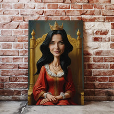 Personalizowana Karykatura Królowej na Tronie ze Zdjęcia - portret na płótnie
