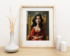 Ramowa portret Królowej na Tronie na personalizowanej karikaturze ze zdjęcia