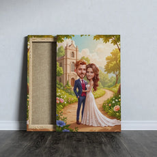 Personalizowana karykatura ślubna pary młodej na canvasie jako wyjątkowy prezent weselny