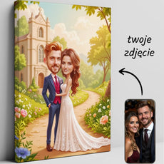 Personalizowana karykatura ślubna na płótnie, wyjątkowy prezent na wesele