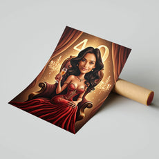 Ilustrowany plakat na 40 urodziny dla kobiety z personalizacją glamour