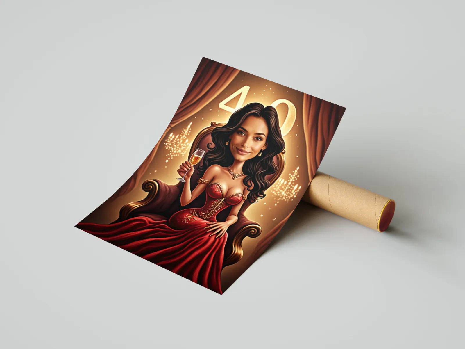 Ilustrowany plakat na 40 urodziny dla kobiety z personalizacją glamour