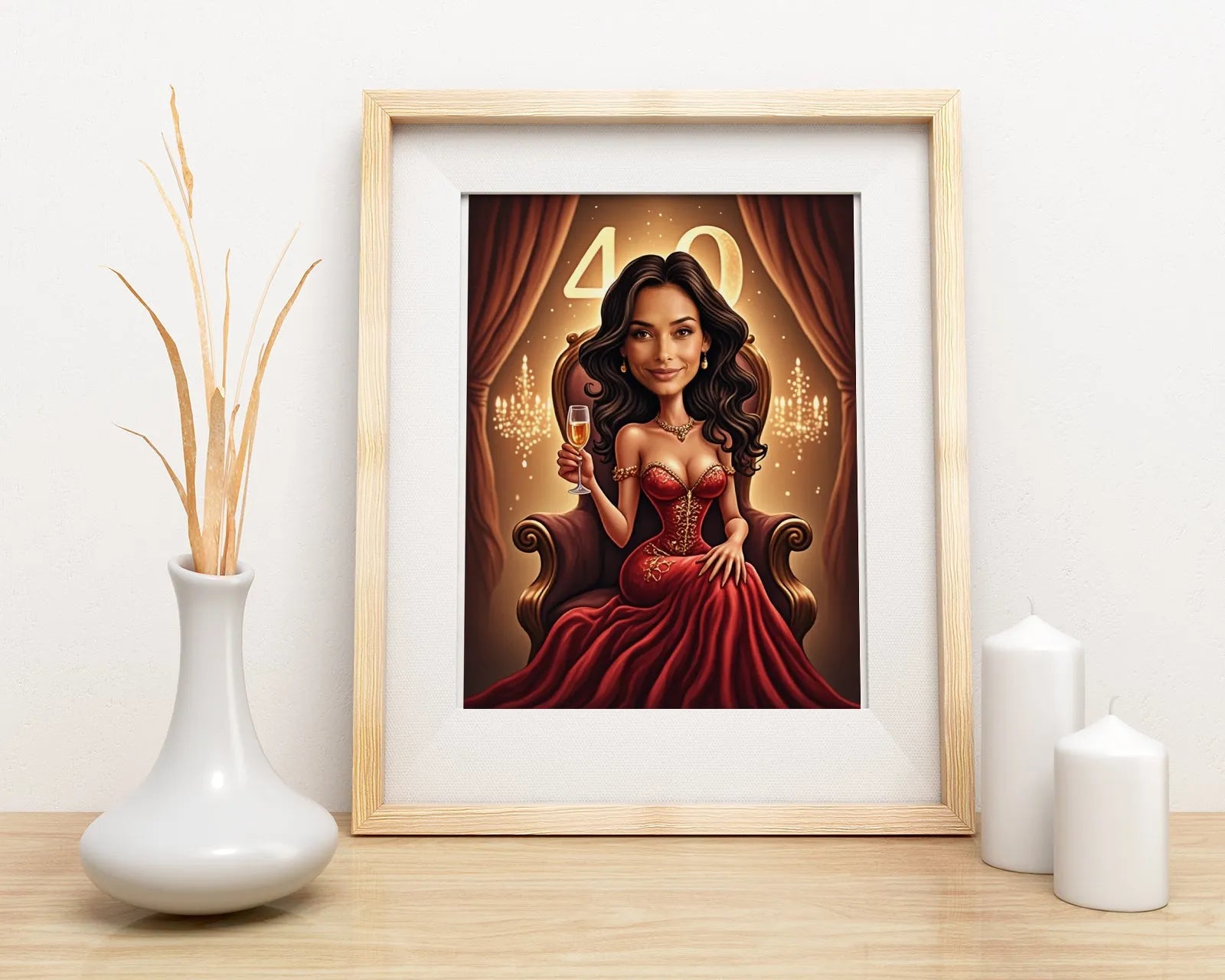 Framed glamour 40th birthday portrait for women from Personalizowany portret na 40 urodziny