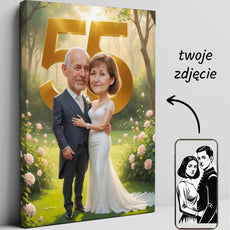 Personalizowany olejny portret na 55. rocznicę ślubu w formie caricatury na płótnie