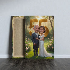 Personalizowany portret olejny na rocznicę ślubu z karykaturą na płótnie