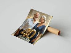 Plakat z parą świętującą 40. rocznicę ślubu w ramach Personalizowany Portret Olejny na Rocznicę