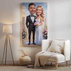 Personalizowany portret Pary Młodej w stylu glamour na canvasie w formie karykatury