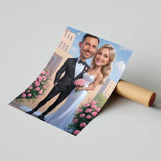 Personalizowany portret Pary Młodej w stylu glamour, idealny na prezent weselny