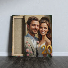 Personalizowany portret na 20 rocznicę ślubu w formie obrazu na płótnie