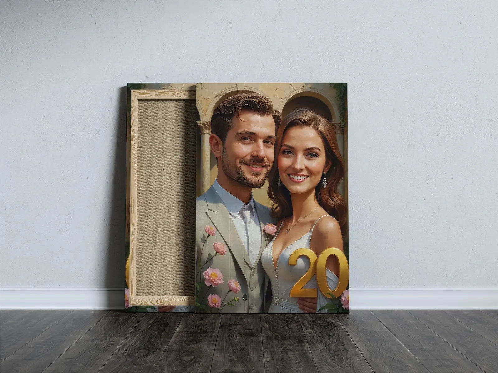 Personalizowany portret na 20 rocznicę ślubu w formie obrazu na płótnie