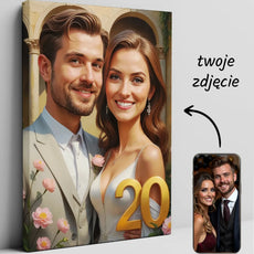 Personalizowany portret na 20. rocznicę ślubu, obraz na płótnie do personalizacji