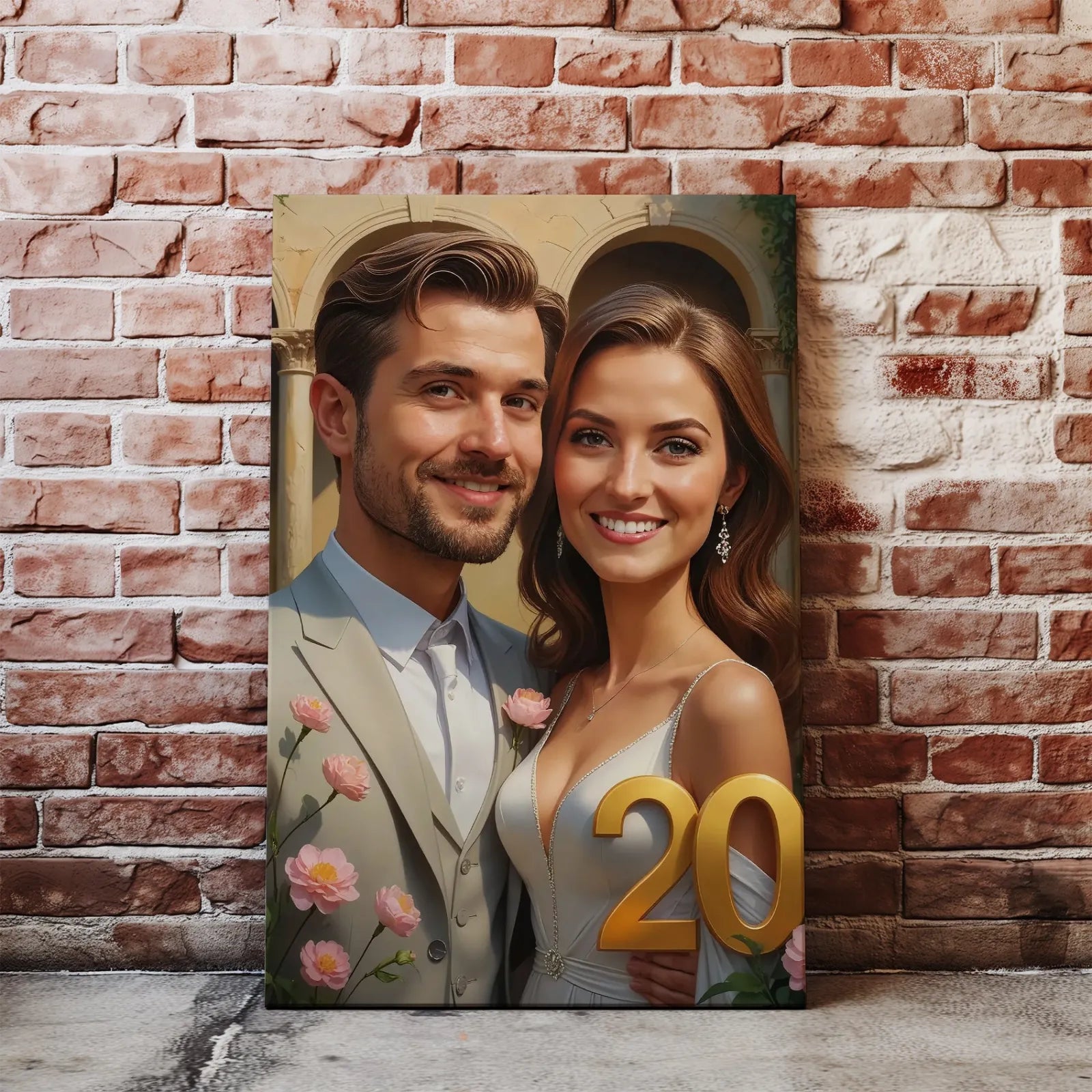 Portret na 20. rocznicę ślubu, personalizowany prezent dla pary