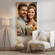 Romantyczny portret pary na prezent na 20. rocznicę ślubu Personalizowany portret