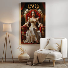 Royalny portret w ramie na urodziny, personalizowany styl królewski