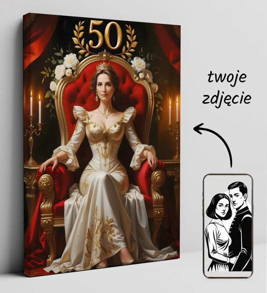 Personalizowany portret w stylu królewskim na płótnie z okazji urodzin