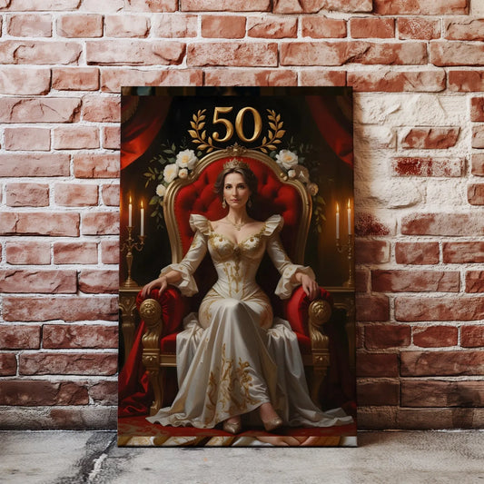 Personalizowany portret urodzinowy w stylu królewskim na 50 urodziny