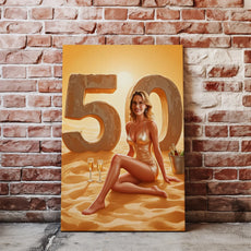 Framed 50th birthday portrait on beach for Personalizowany portret urodzinowy na plaży